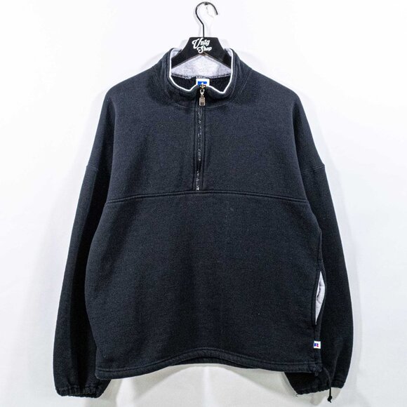 Russell Athletic 1/4 Zip Blank Sweatshirt Made in USA Large VTG 90s Streetwear - Picture 1 of 10